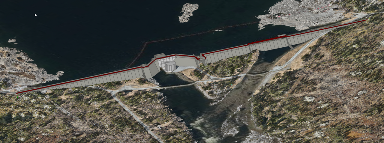 Modell av den nye dammen